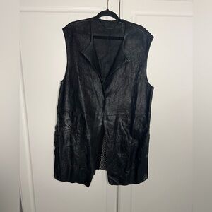 Elie Tahari 100% Leather Micro-perforation Mesh motorcycle vest